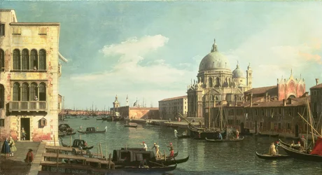 Blick auf den Canal Grande: Santa Maria della Salute und die Dogana vom Campo Santa Maria Zobenigo, frühe 1730er Jahre